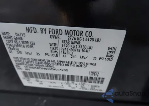 2016 Ford Explorer Xlt z USA, uszkodzony, nr VIN 1FM5K8DH0GGA17232